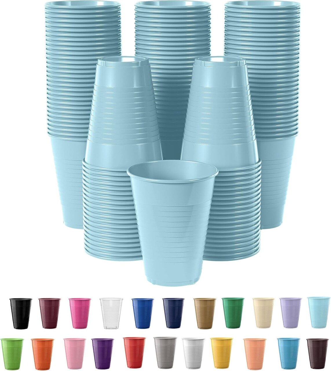 Exquisite Party Solids 12 Oz Plastic Cups – 100 Pack Disposable Cups for Parties & Events | Durable Plastic Party Cups | Bulk Drink Cups for Soda, plastic cup | Recyclable Disposable Cups for Everyday Use & Celebrations